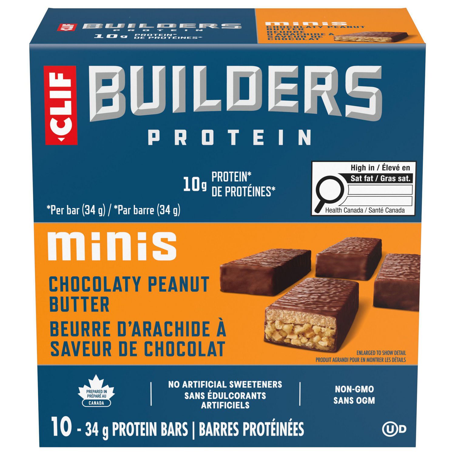 CLIF BUILDERS Mini Protein Bars Protein, No Artificial Sweeteners, Gluten Free, Chocolate Peanut Butter Flavour, High Protein Snack, Prepared in Canada