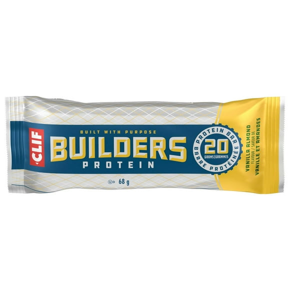 CLIF BUILDERS barres protéinées, saveur de vanille et amandes, 20 g de protéines par barre, préparé au canada, sans édulcorants artificiels 68 g