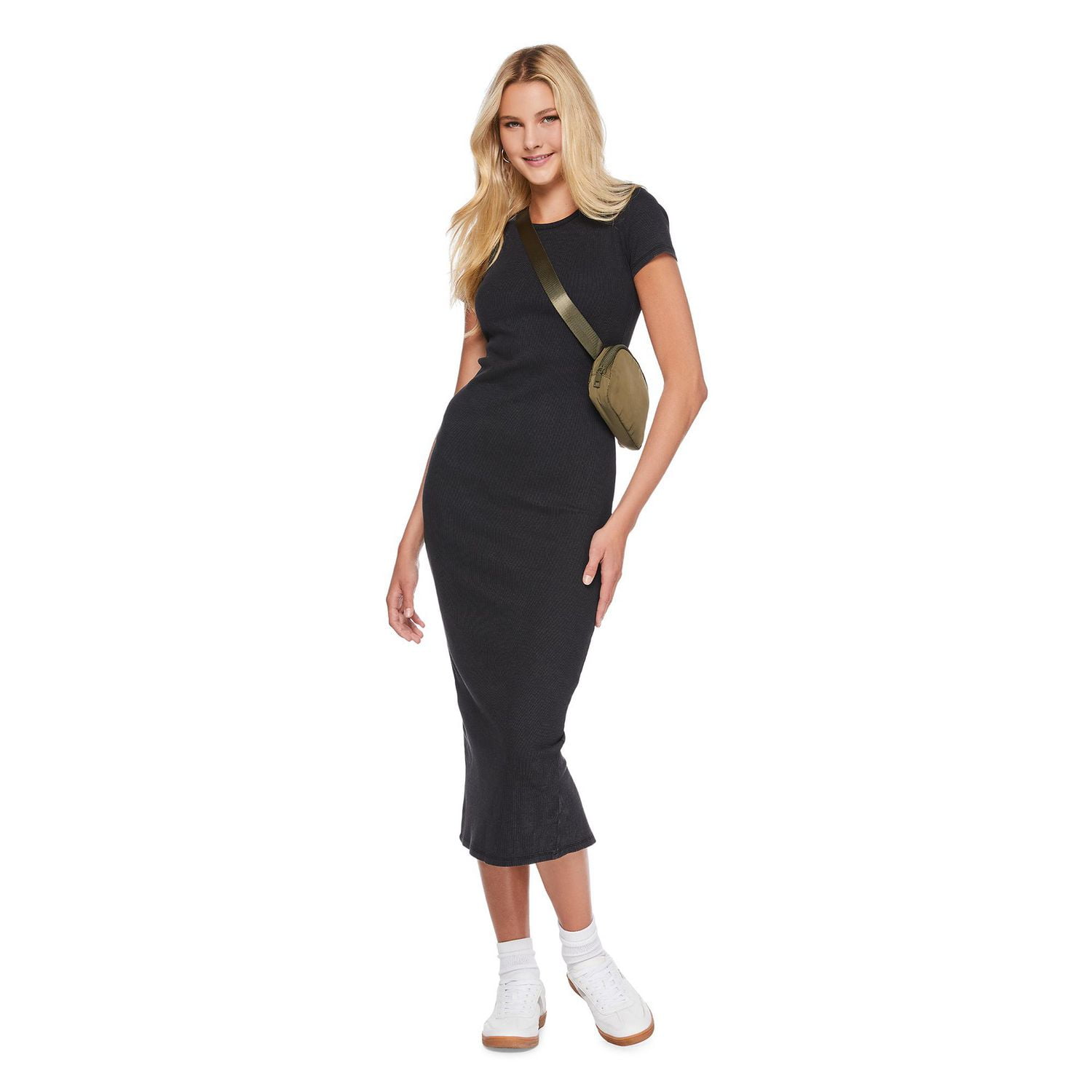 No Boundaries Women's Rib Midi Dress