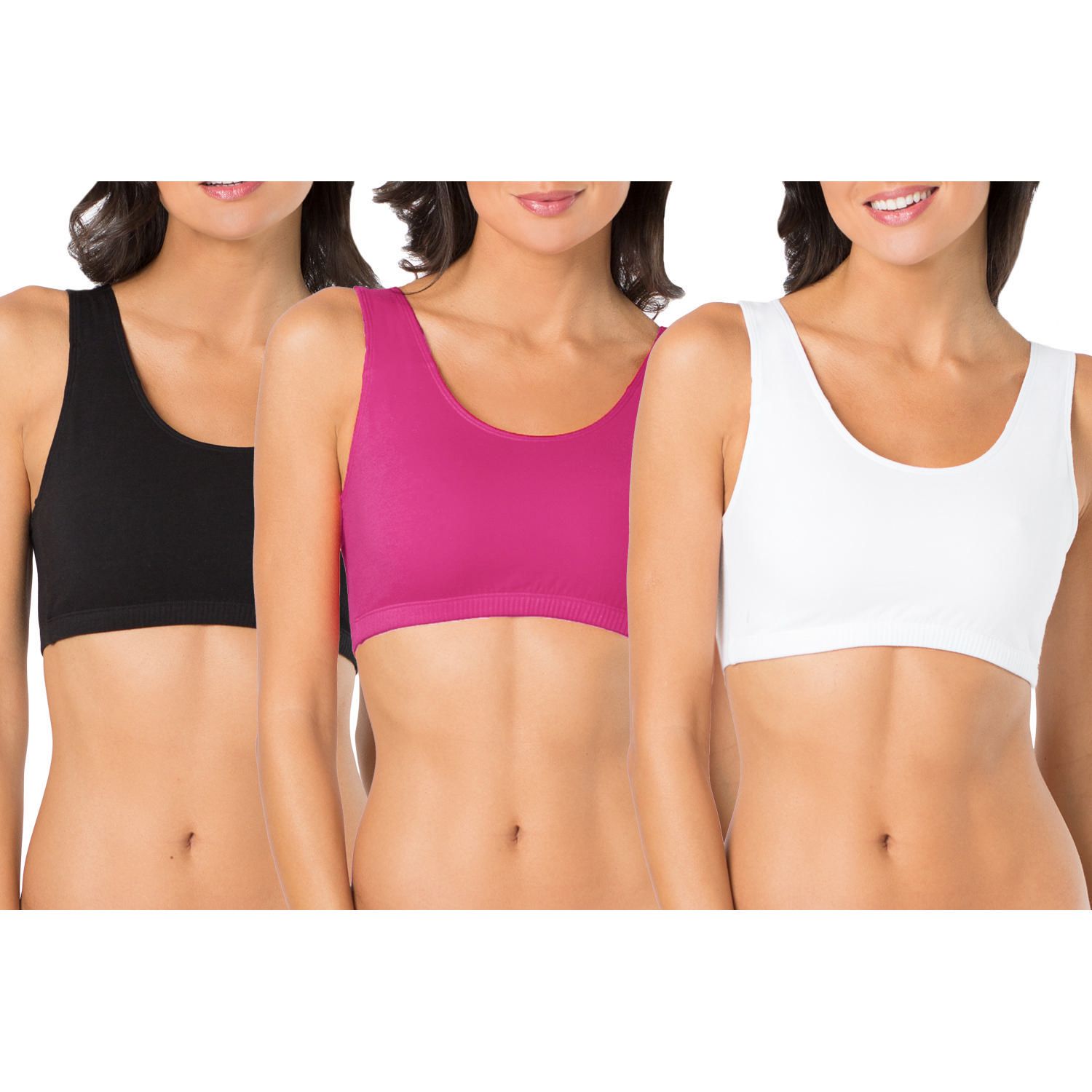 Fruit of the Loom Women's Built-Up Sports Bra 3 Pack Bra, Mint chip/Wh —  ShopWell