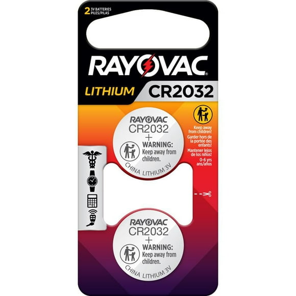 Rayovac Lithium Coin Cell Batteries Size 2032 3V, 2 Pack
