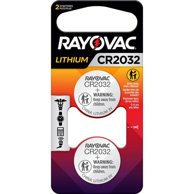 Rayovac Lithium Coin Cell Batteries Size 2032 3V, 2 Pack