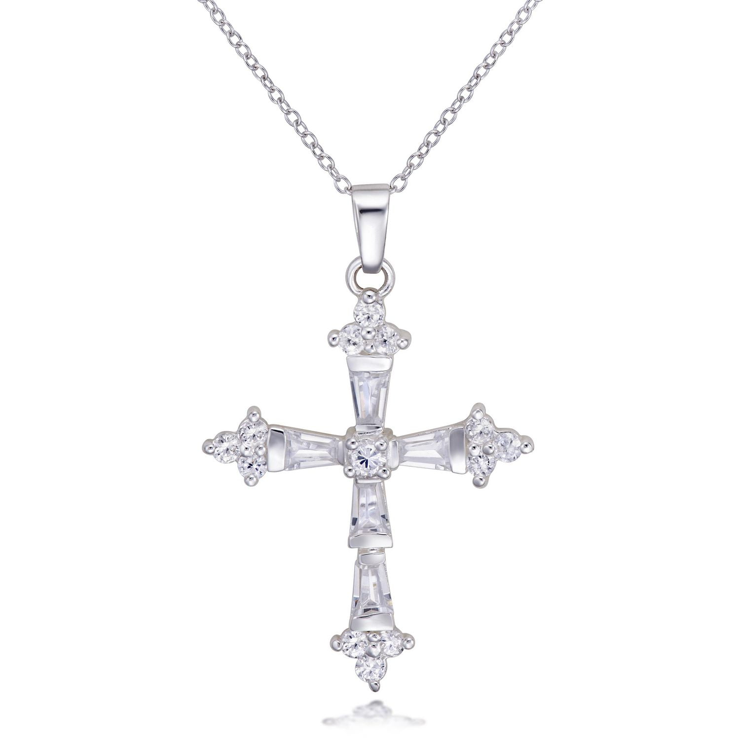 Quintessential Sterling Silver CZ Cross Necklace