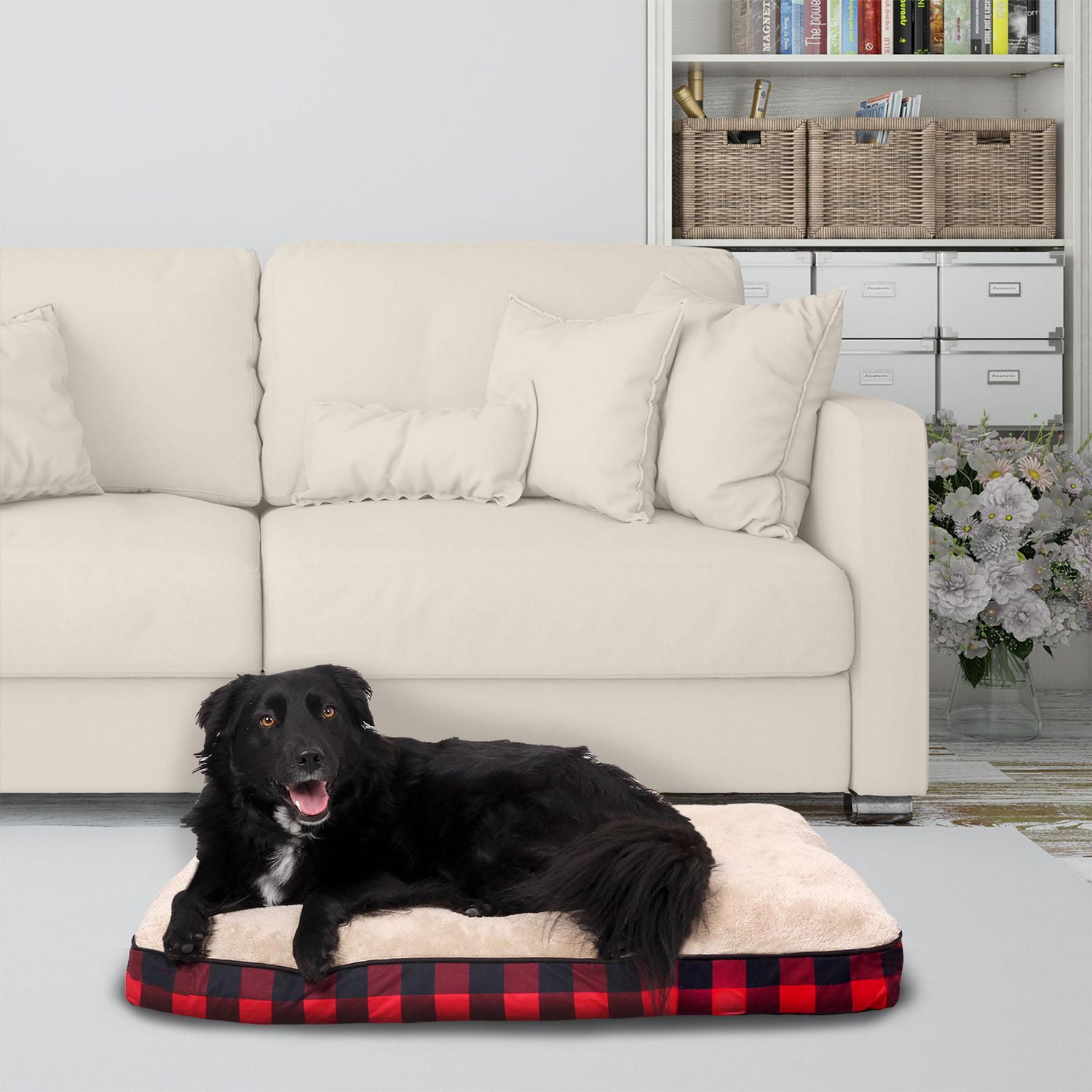 Canadiana Plaid Large Dog Bed