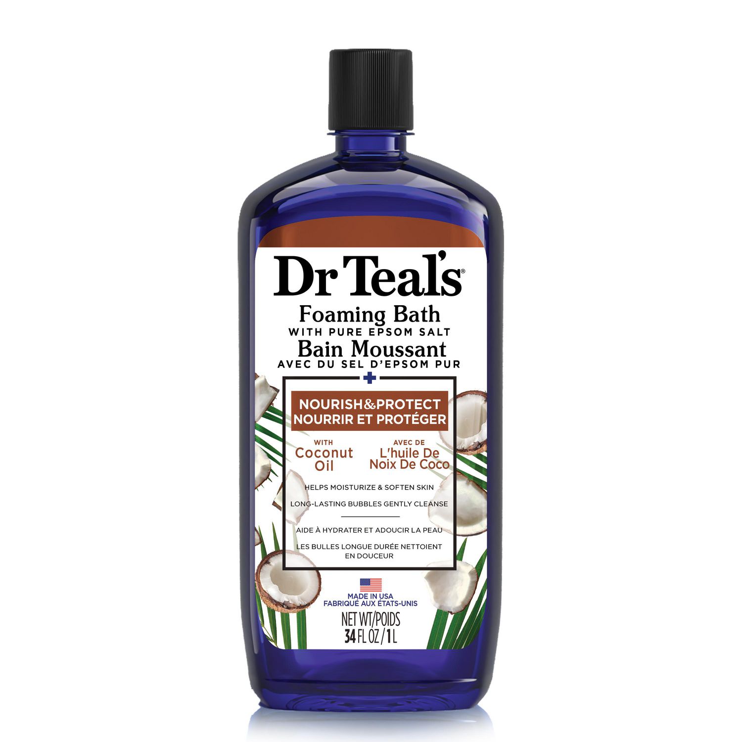 Dr. Teal's Coconut Oil Foaming Bath with Pure Epsom Salt, 1000mL