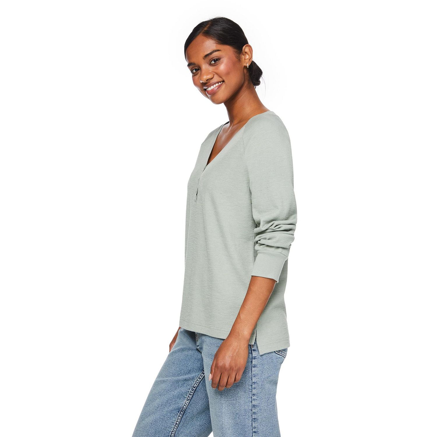 George Women's Rib Henley Tee, Sizes XS-XXL