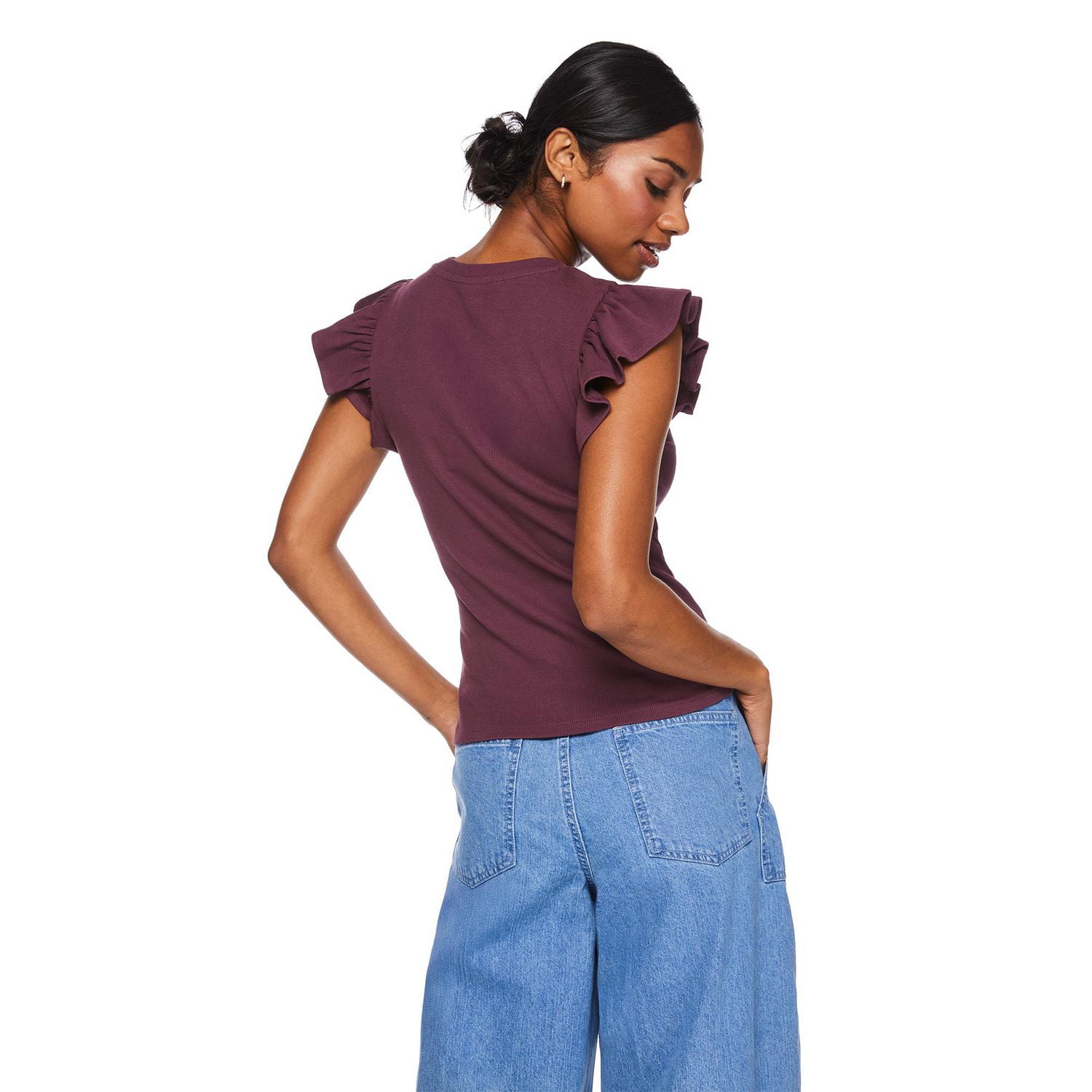 T-shirt côtelé à volants George pour femmes