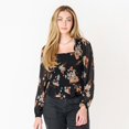 thumbnail image 1 of DV L/S smocked bodice blouse with ruffled hem, 1 of 4