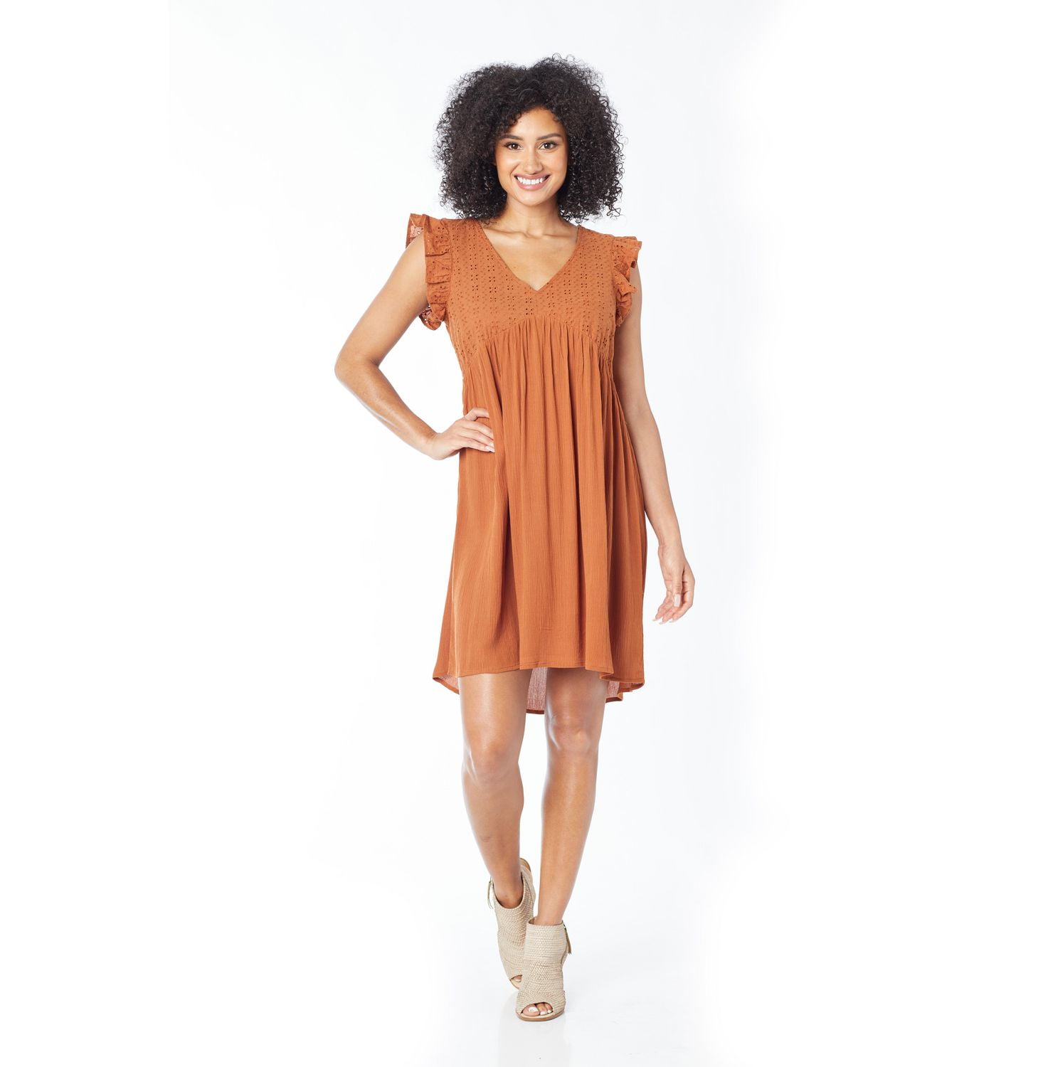 IVY Short Ruffle Sleeve V-neck Dress