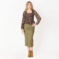 thumbnail image 2 of DV L/S smocked bodice blouse with ruffled hem, 2 of 6