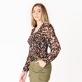 thumbnail image 3 of DV L/S smocked bodice blouse with ruffled hem, 3 of 6