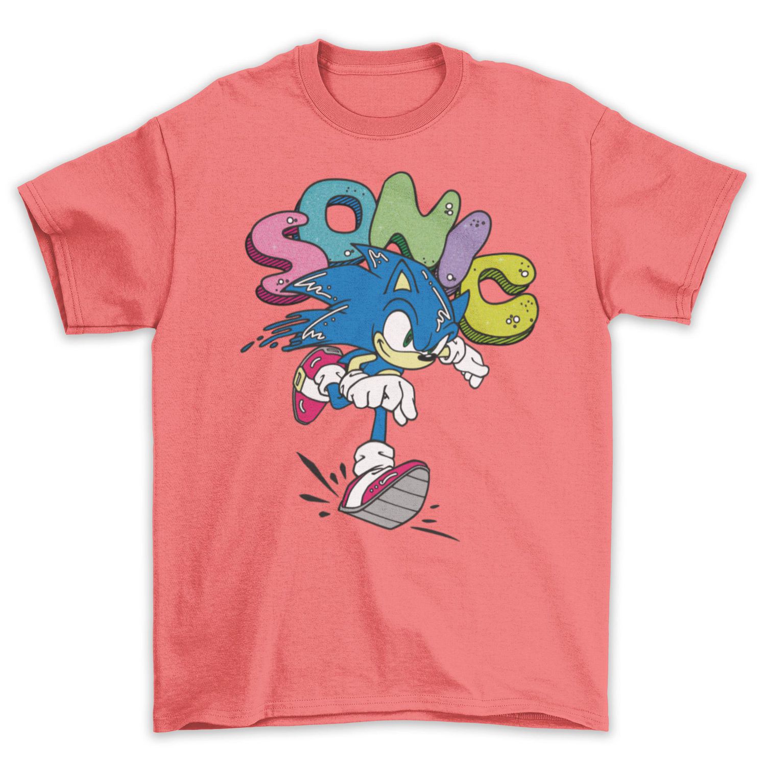 Girls Boys Sonic The Hedgehog Multi-Color T Shirt Pink Shorts Suit