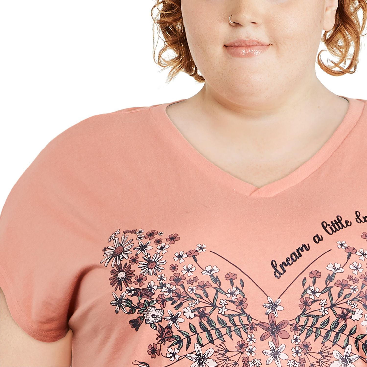 Chemise de nuit avec encolure en V George Plus pour femmes Tailles 1X-4X