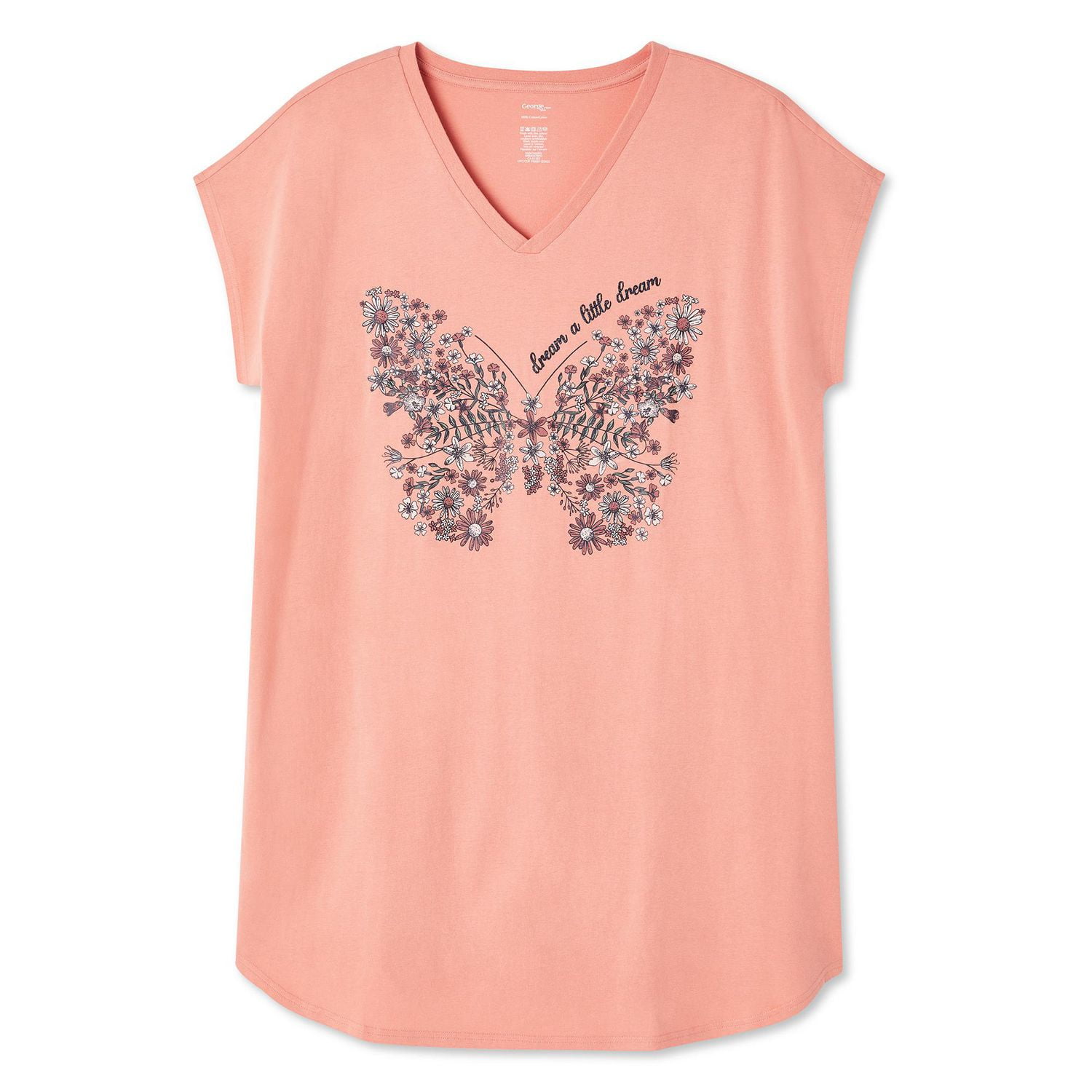 Chemise de nuit avec encolure en V George Plus pour femmes Tailles 1X-4X