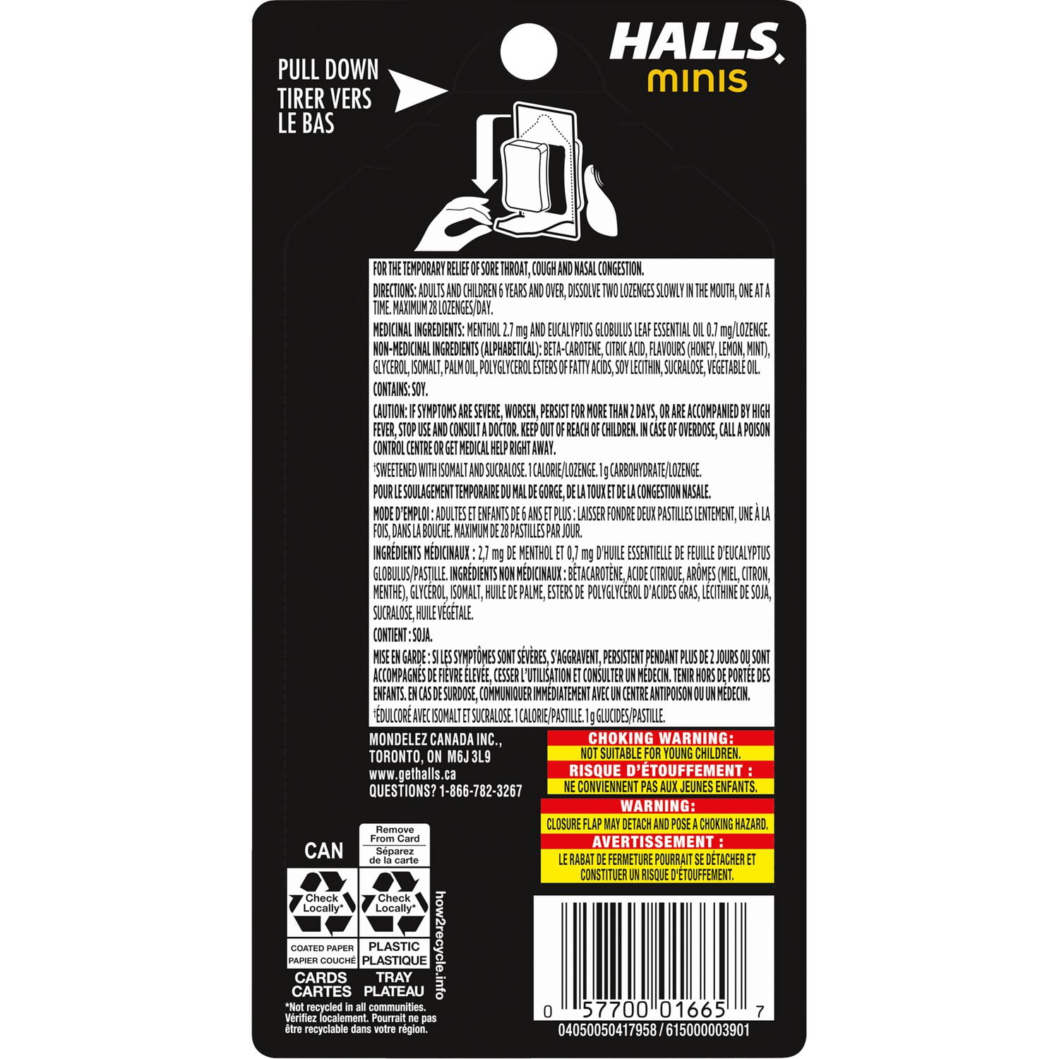 Halls mini, sans sucre ajouté, pastilles à saveur de miel et citron, mentho-lyptus 24 Pastilles