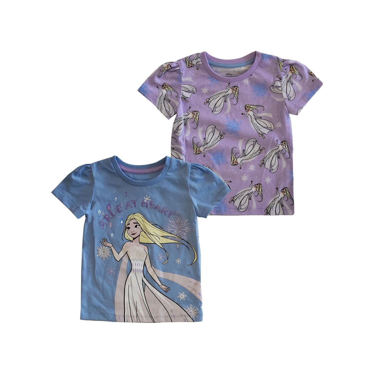 Lot de 2 t-shirts Elsa de la Reine des neiges 2 de Disney pour toute-petite fille