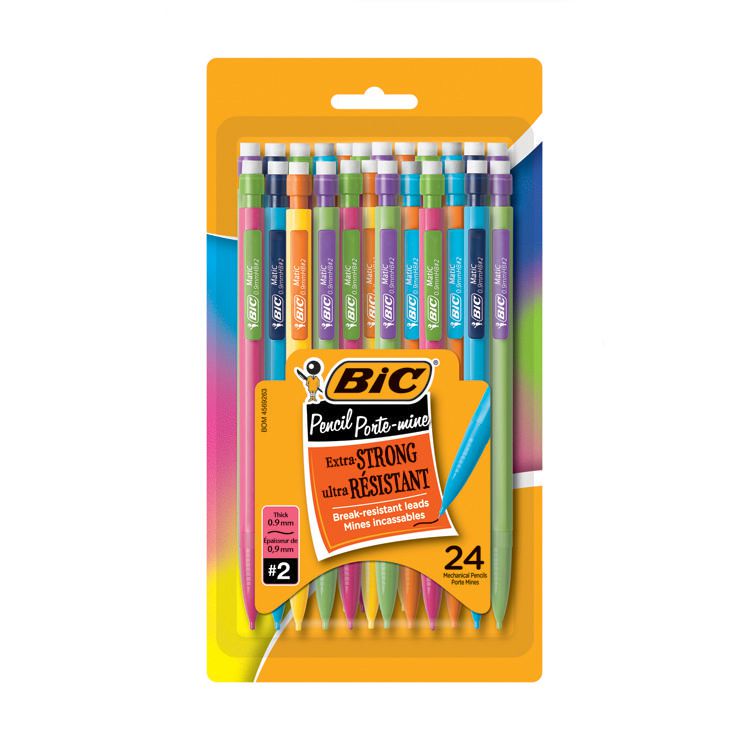 0.9mm - 2-Pack Thick Point MPLWP241 24-Count Colorful Barrel BIC Xtra-Strong Mechanical Pencil 