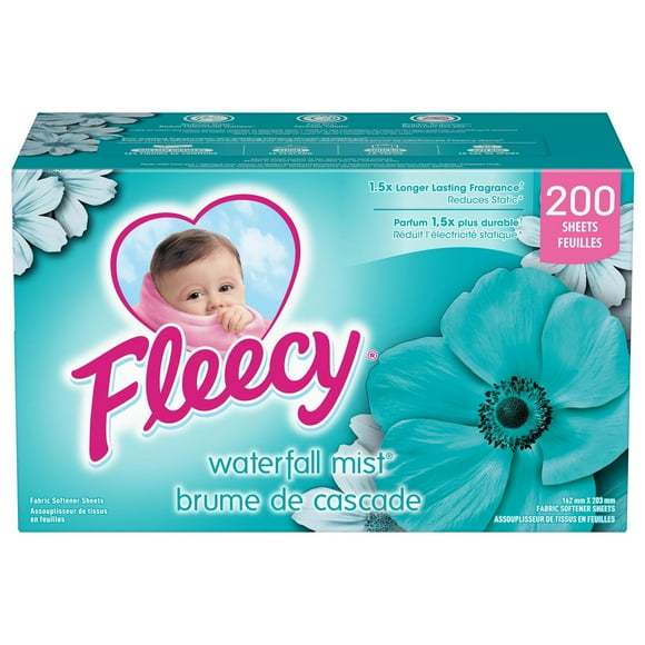 Fleecy Feuilles Assouplissantes pour Sécheuse, Parfum Brume de Cascade 200 unités