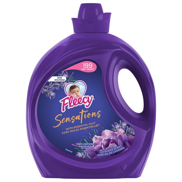 Fleecy Sensations Liquid Fabric Softener (Fabric Conditioner), Lavender Scent, 4.7 L - 199 Loads