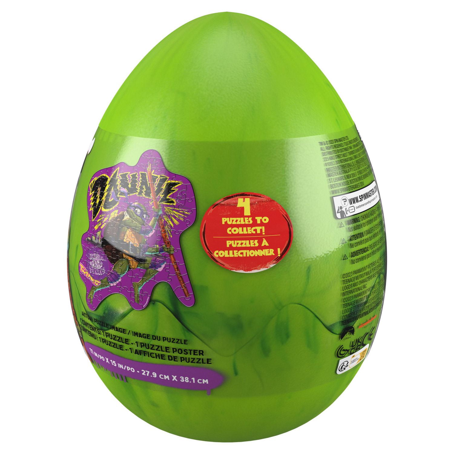 Teenage Mutant Ninja Turtles 100-Piece Donnie Puzzle in Egg Package, Donatello Mutant Mayhem Movie, Ninja Turtles Toys