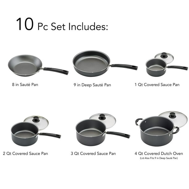 Tramontina PrimaWare 10 Pc Aluminum Nonstick Cookware Set – Steel