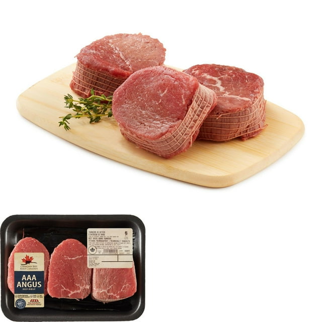Inside Round Beef Tournedos Steaks, Your Fresh Market, 2 Pieces, AAA Angus Beef, 0.28 - 0.58 KG