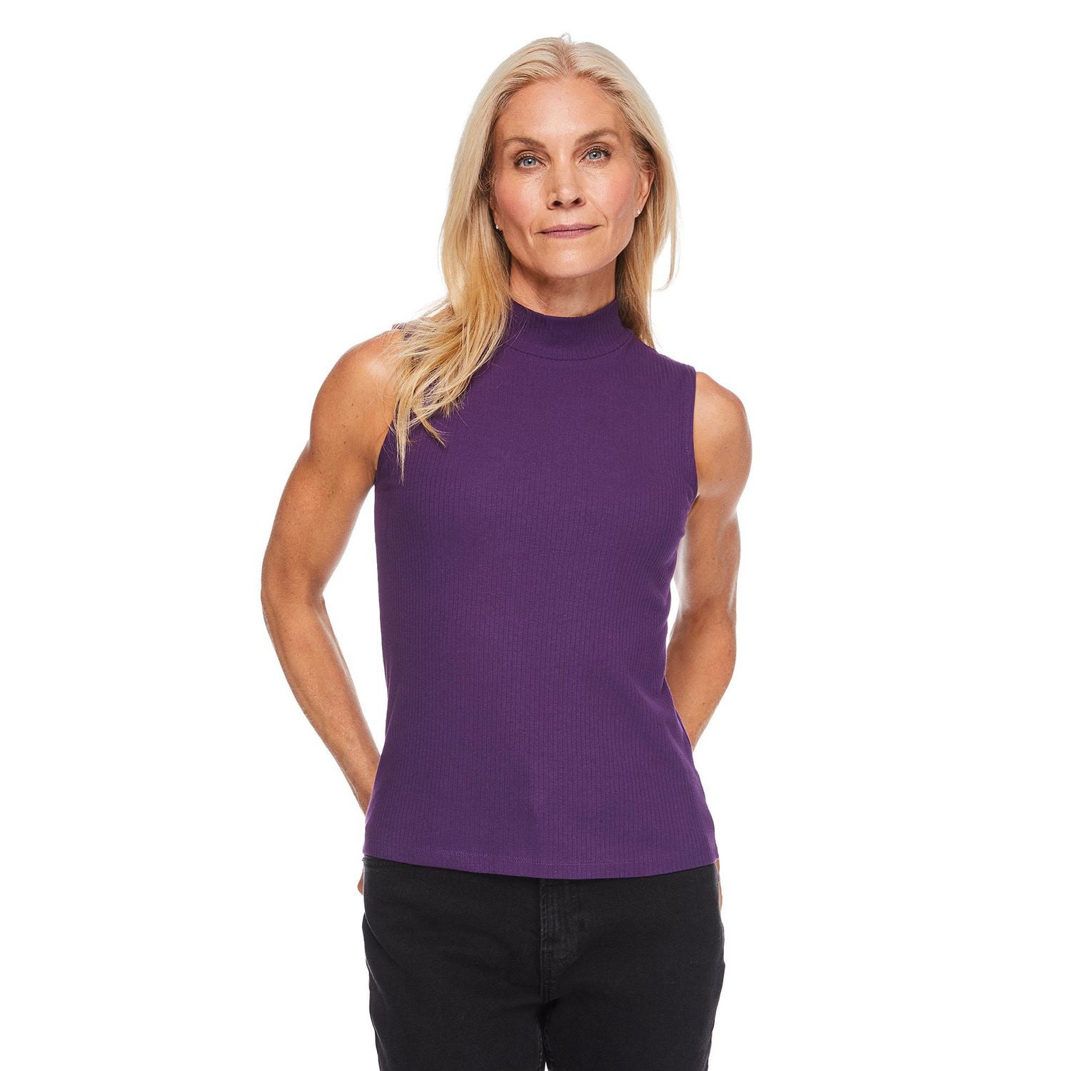 Iyla Women's Mock Neckline Rib Top, Sizes S-XXL