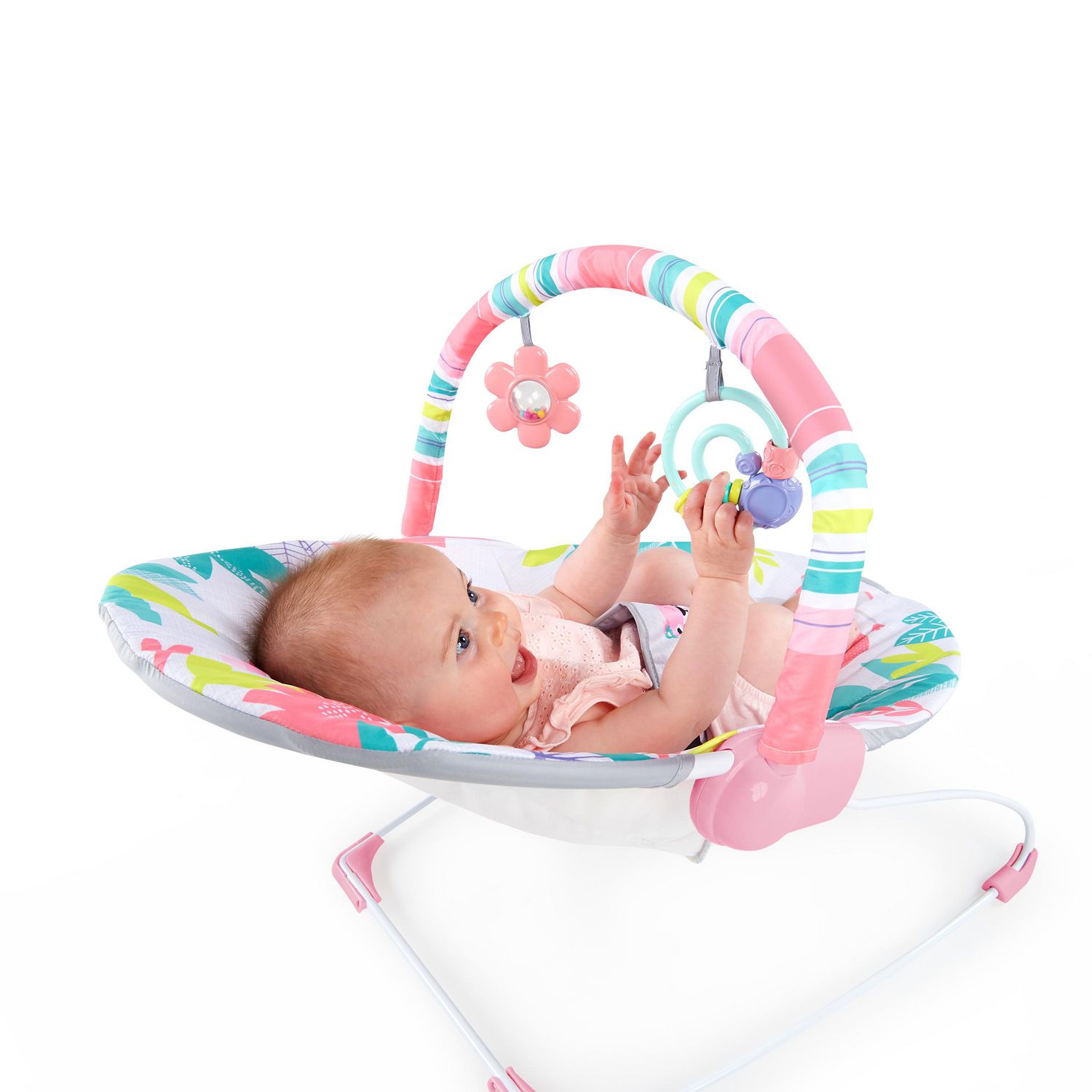 Bright Starts Flamingo Vibes Vibrating Bouncer, 0-6 months