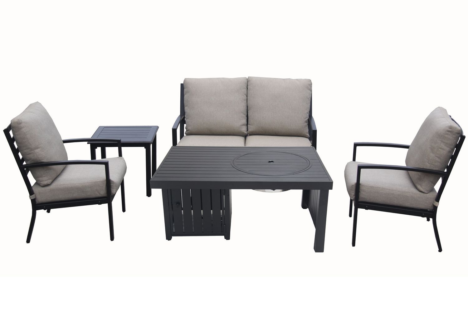 Patioflare 5 Piece Cast Aluminum Set With Fire Pit Table Canada - Patio Conversation Sets With Fire Pit Canada