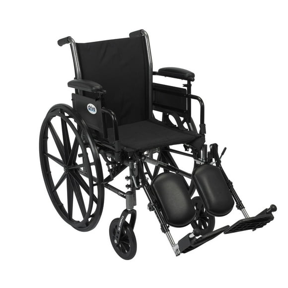 Drive Medical Black Cruiser III Light Weight Wheelchair with Flip Back Removable Arms, Adjustable Height Desk Arms, Elevating Leg Rests, 18"
