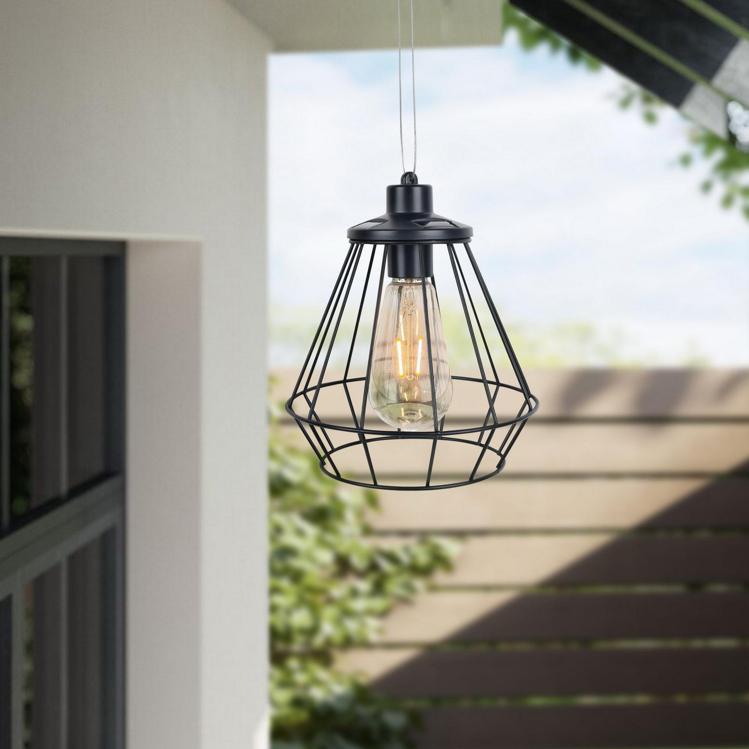 Hometrends Outdoor Solar Warm White LED Ceiling Pendent Light
