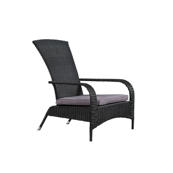 Patioflare Comfort Height Wicker Muskoka Chair - Black Wicker with Dark Grey Cushion