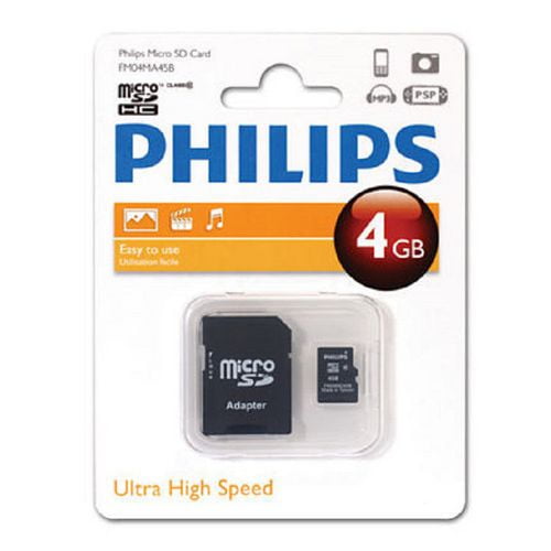 Philips microSDHC 4 Go Classe 10 + Adaptateur