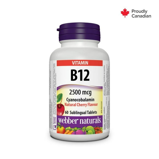 Webber Naturals Vitamine B12, Arôme naturel de cerise 2 500 mcg