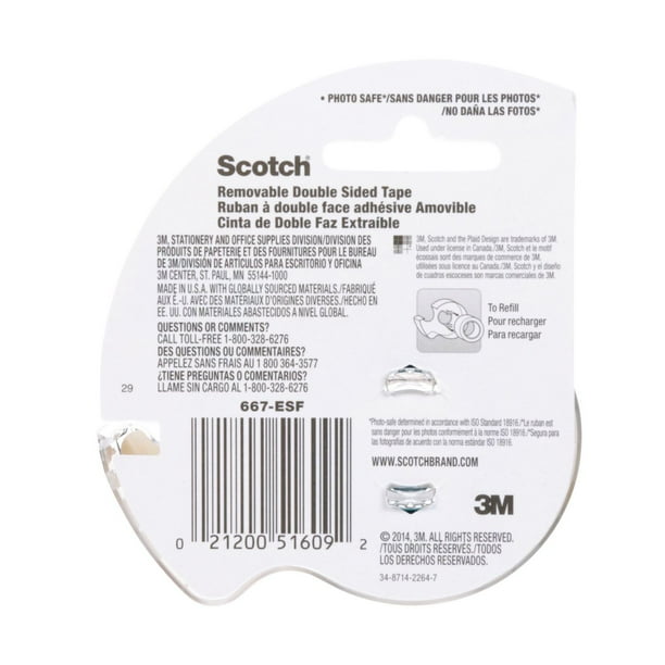 Ruban à double face adhésive Scotch®, 137-ESF, 12,7 mm x 11,4 m (1/2 po x  12,5 v)