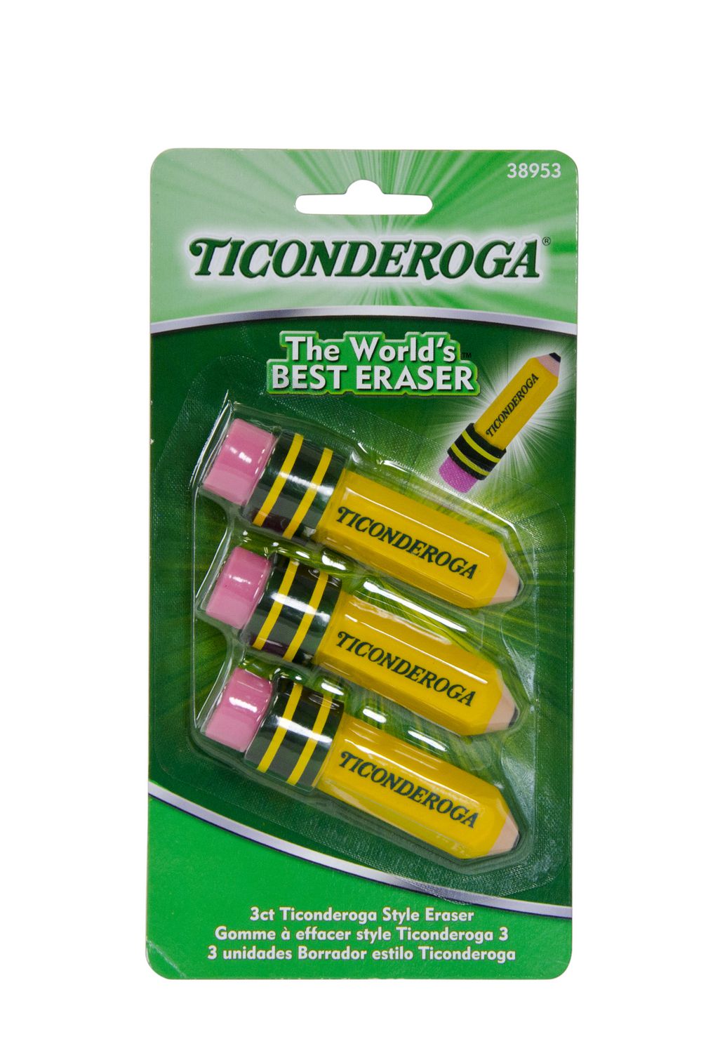 Ticonderoga 38936 Shaped Eraser Latex-Free 36/Box 1 