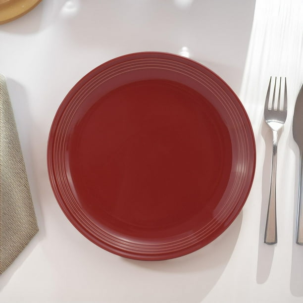 Mainstays Glazed Red Stoneware Dinner Plate, Color glaze with stoneware ...