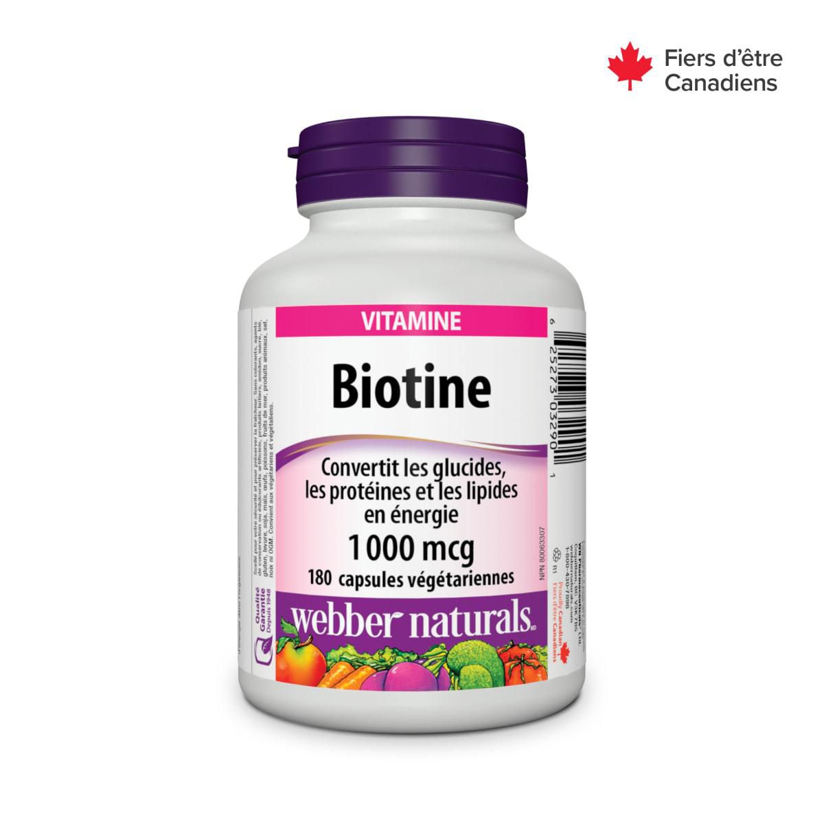 webber naturals Biotin 1000 Mcg, 180 Vegetarian Capsules - Walmart.ca
