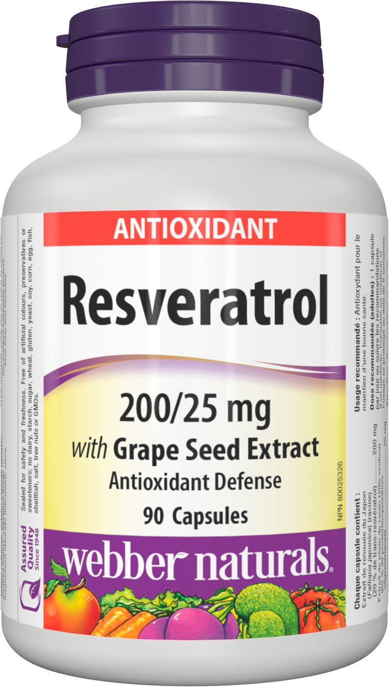 Webber Naturals® Resveratrol with Grape Seed Extract 200/25 mg