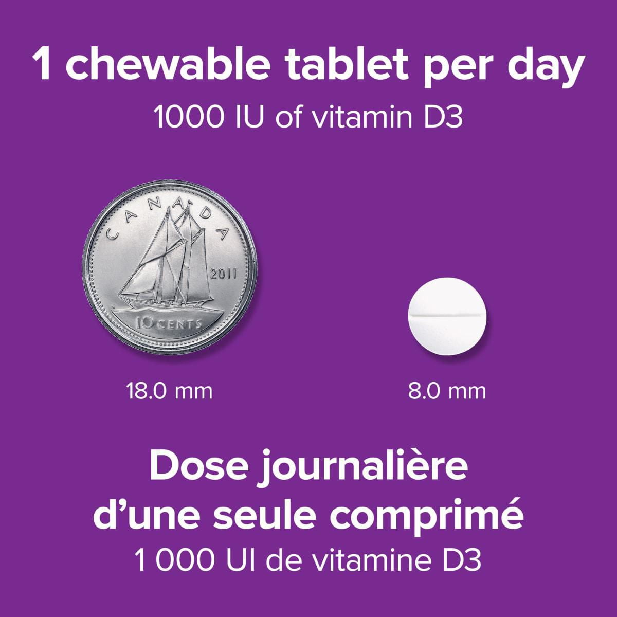 Webber Naturals Vitamine D3 à croquer, Arôme d'orange, 1000 UI 180 comprimés à croquer