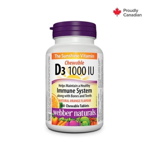 Webber Naturals® Vitamine D3 Saveur orange à croquer, 1000 IU