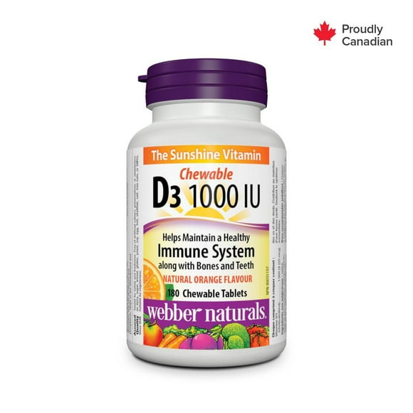 Webber Naturals® Vitamin D3 Chewable Orange Flavour, 1000 IU