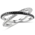 thumbnail image 1 of Miabella Black Diamond Accent Sterling Silver Crisscross Ring, 1 of 4