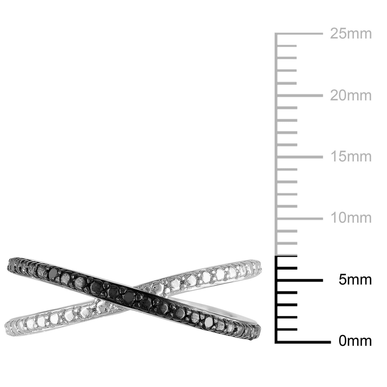 Miabella Black Diamond Accent Sterling Silver Crisscross Ring