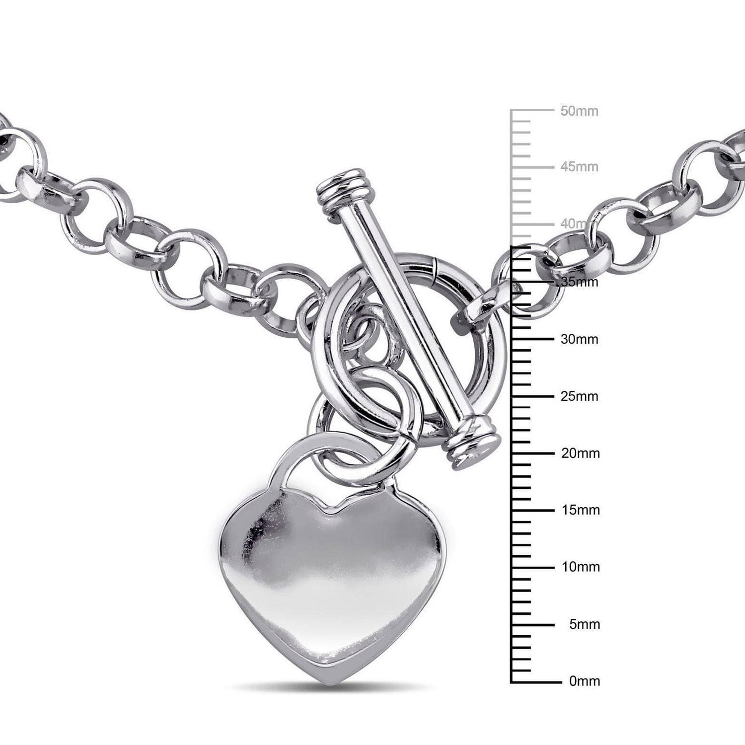 Asteria Sterling Silver Heart Charm Link Necklace, 18"