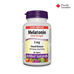 Webber Naturals® Melatonin, Force supplémentaire, libération dans le temps 5 mg