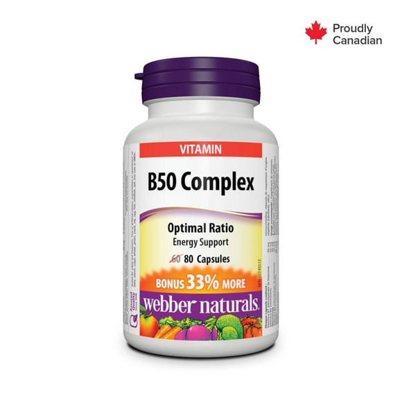 Webber NaturalsMD Complexe B50 80 capsules, PRIME ! 33 % de plus