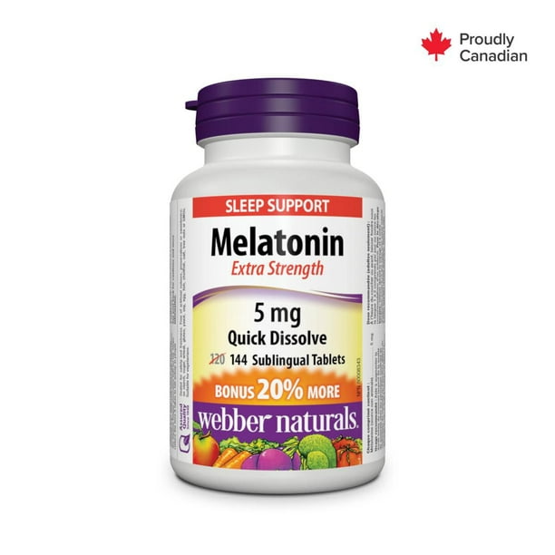 Webber Naturals Mélatonine Ultra-fort Dissolution Rapide, 5 mg 144 comprimés, PRIME ! 20 % de plus