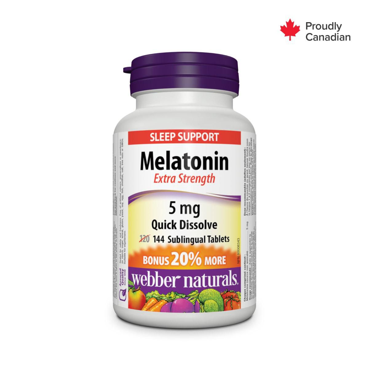 Webber Naturals Mélatonine Ultra-fort Dissolution Rapide, 5 mg