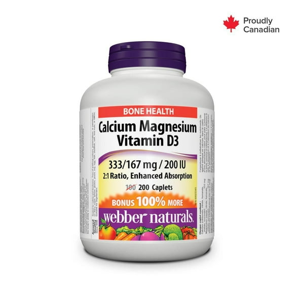 Webber Naturals® Calcium Magnesium Vitamin D3, 333/167 mg/200 IU 200 Caplets
